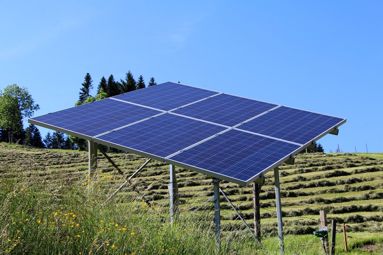 Photovoltaikanlage auf einer Wiese